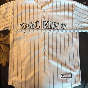 Genuine Merchandise Rockies White and Blue Striped Jersey